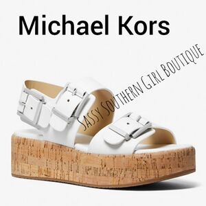 🆕⭐ Micheal Kors White Leather Platform Sandals
